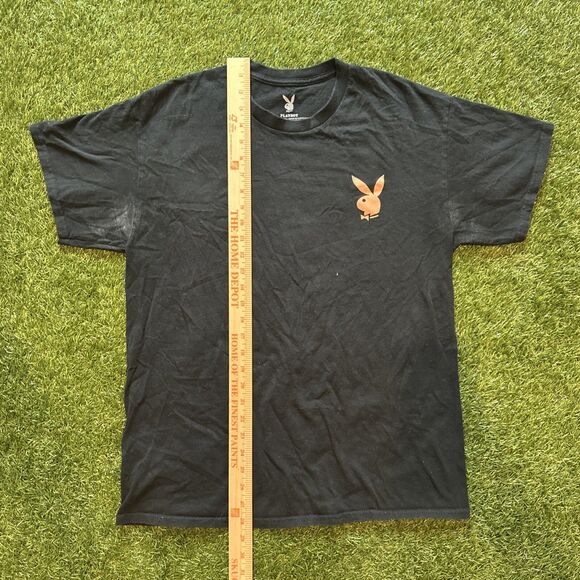 Playboy Shirt Mens Large Black Pink Spell Out Play Mates Bunny Hugh Hefner Tee - Picture 6 of 10